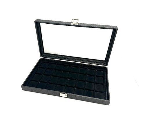 Black glass top space coin - black, 32
